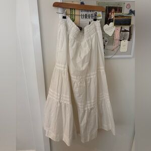 Anthropologie White Cotton Maxi Skirt